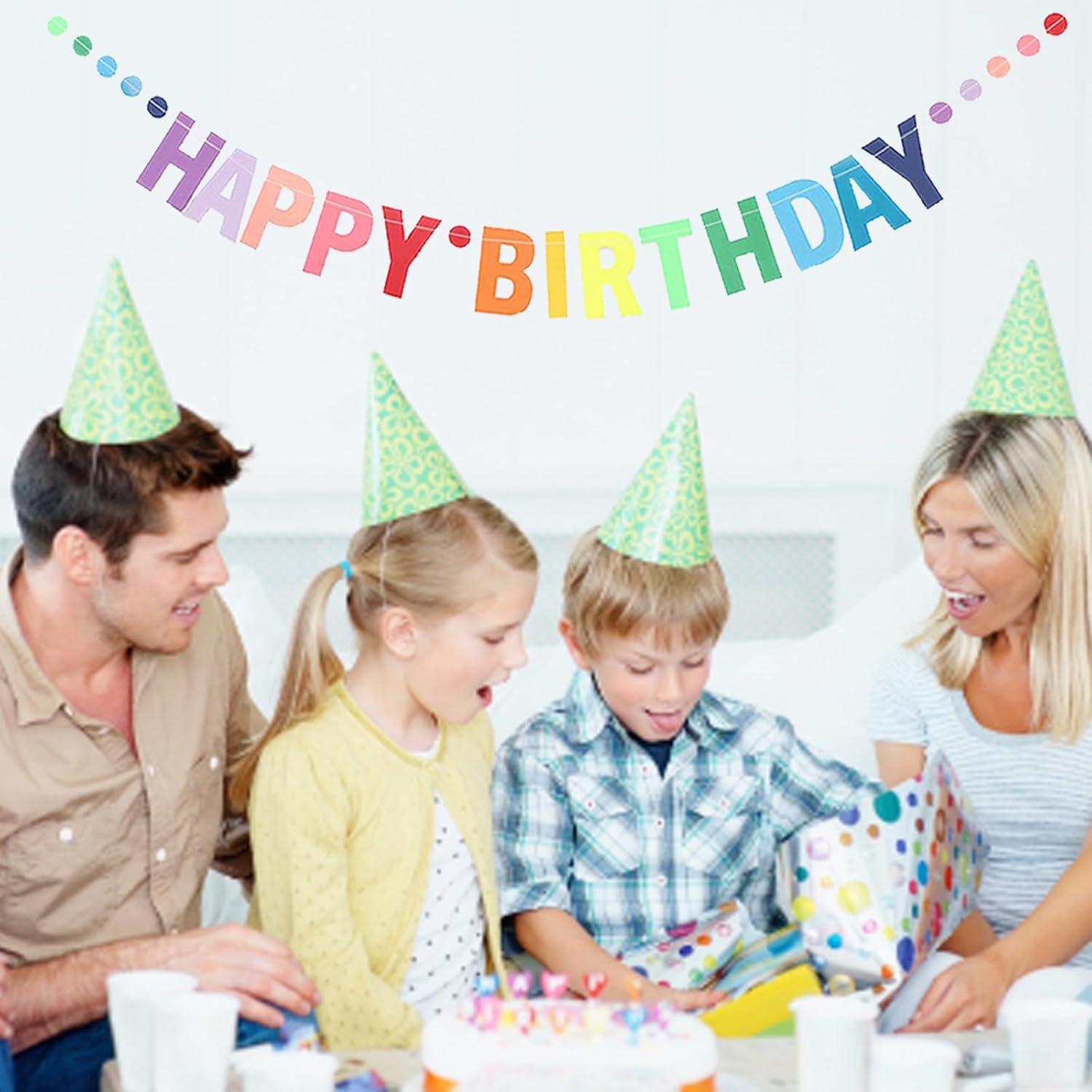 MEETINGU Happy Birthday Banner with Rainbow Design