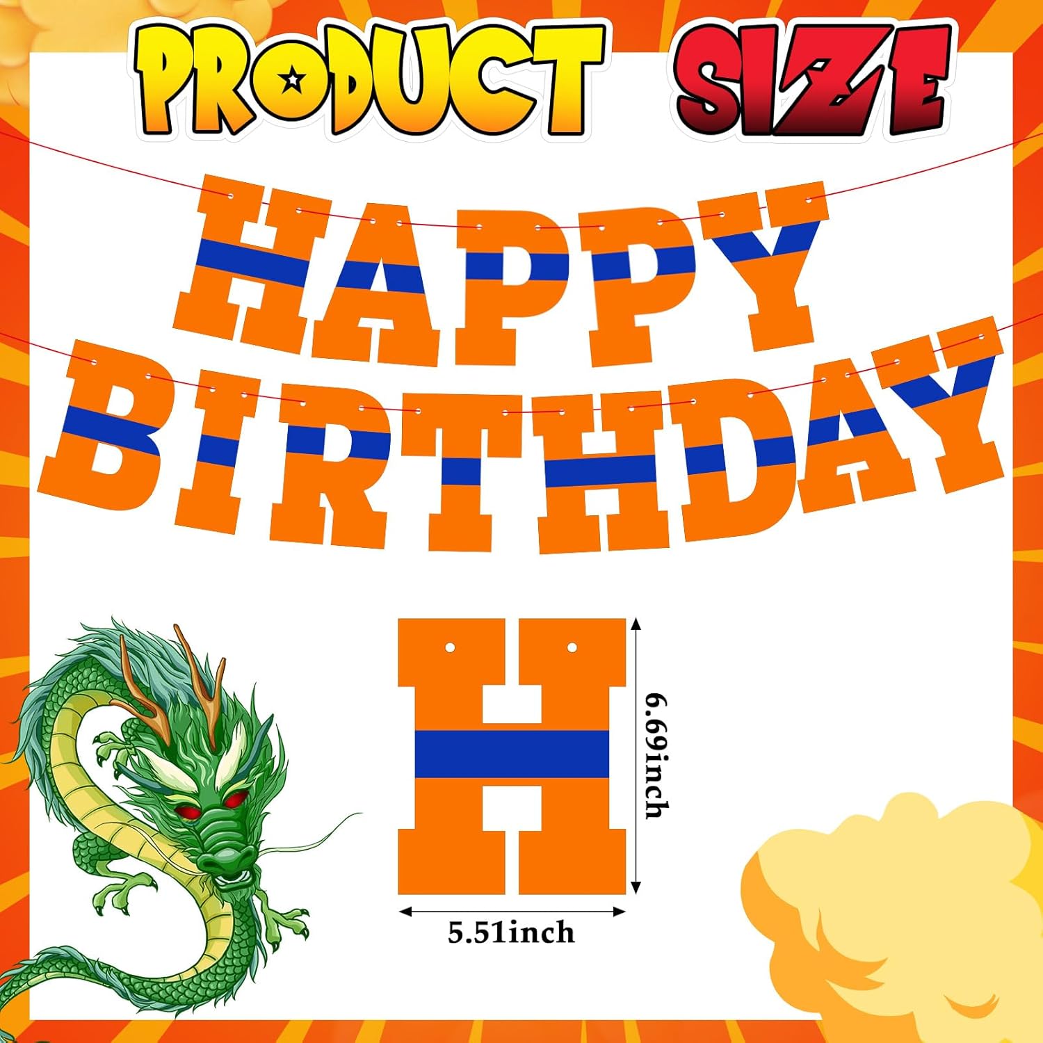 Oudain Anime Happy Birthday Banner with Dragon Design