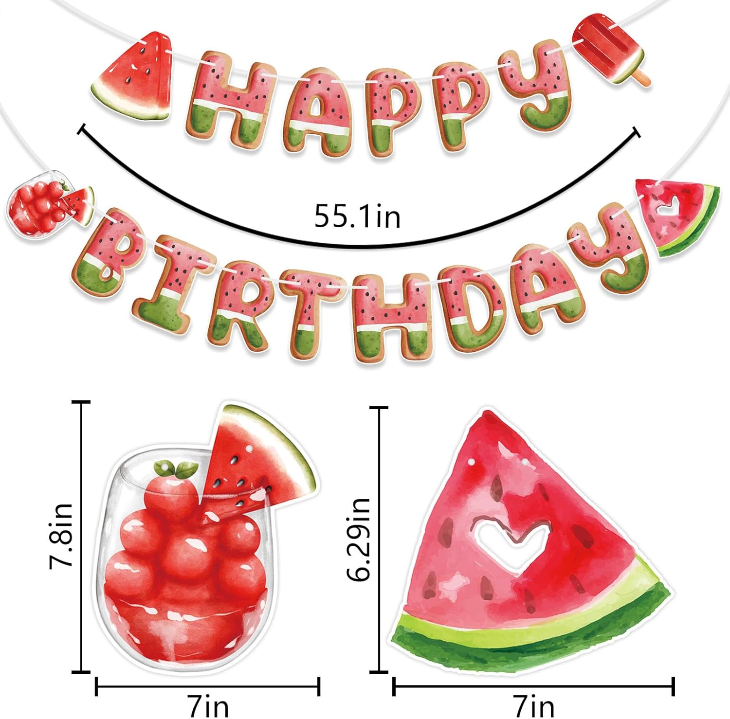 Watermelon Birthday Banner for Summer Party Decor