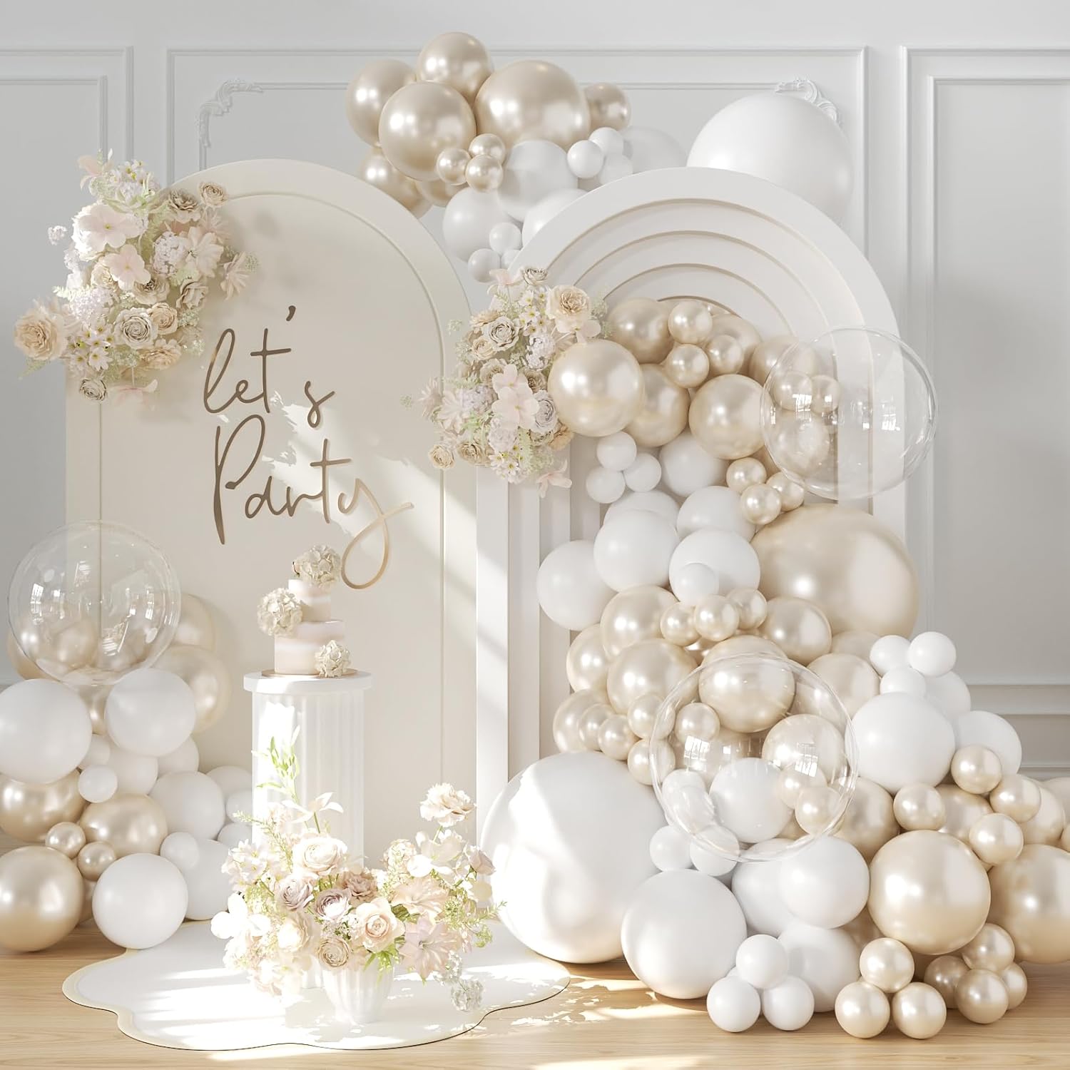 Pearl White Balloon Arch Kit 101Pcs Professional Decoration