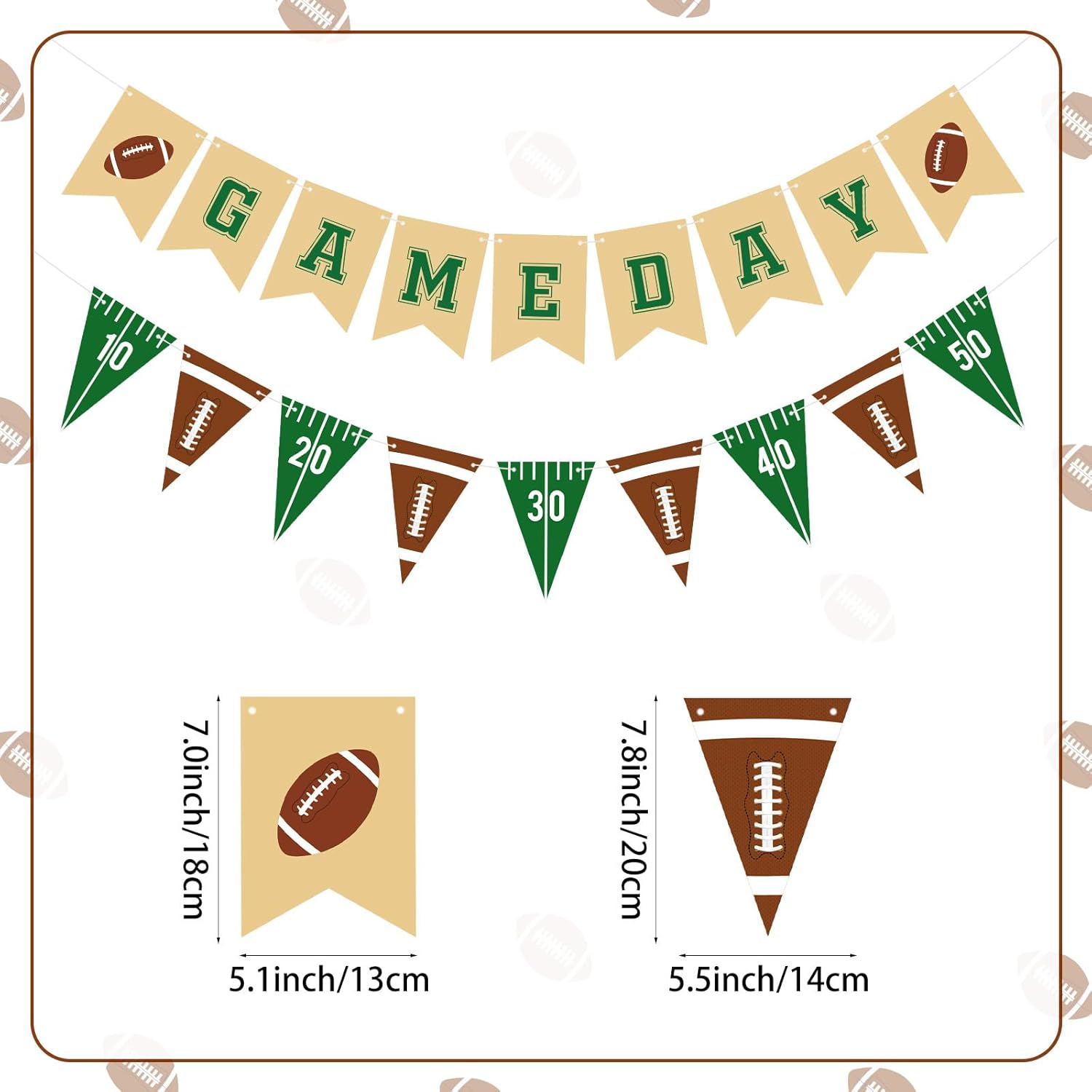 Hooqict Football Party Banner Garland with Triangle Flags