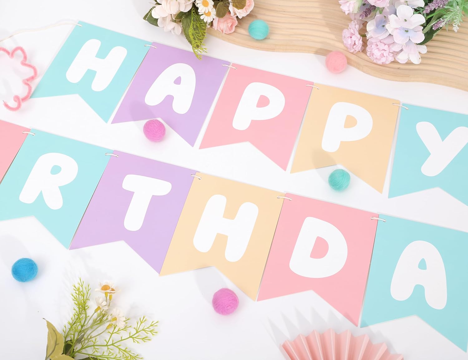 Pastel Rainbow Happy Birthday Banner - 78 x 57