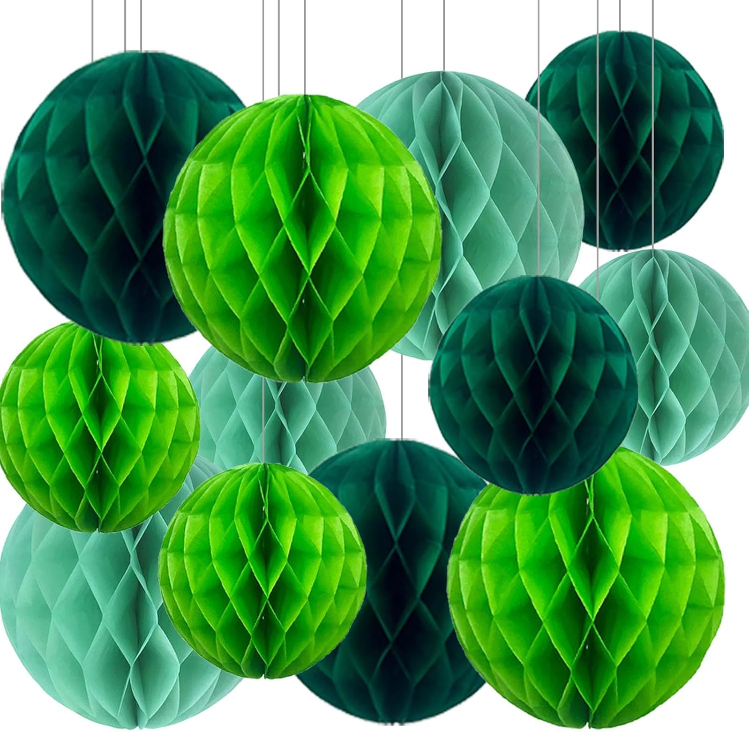 Green Paper Honeycomb Balls 12 Pack for Party Decorations