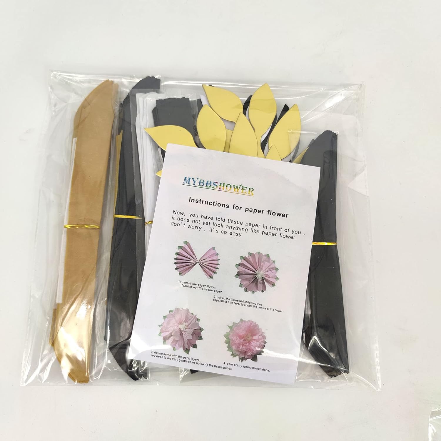 Mybbshower Tissue Paper Flowers and Leaves Set of 8