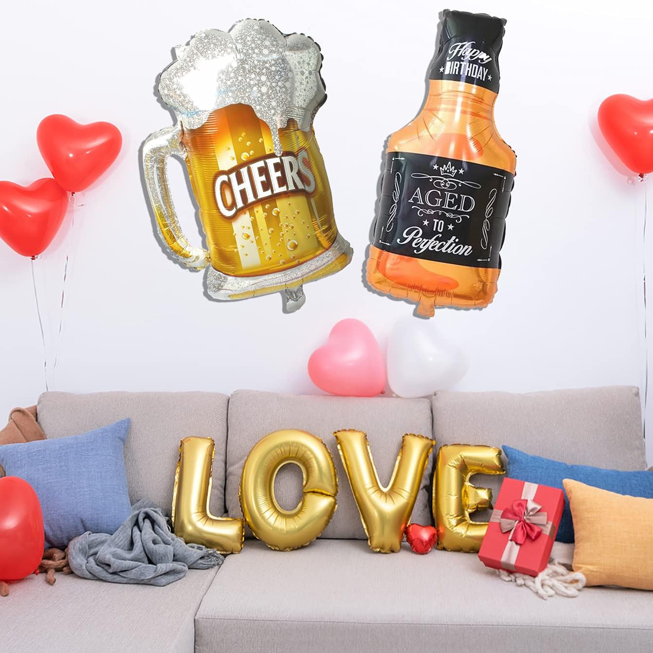 Whiskey Bottle Beer Cup Balloons Set of 4