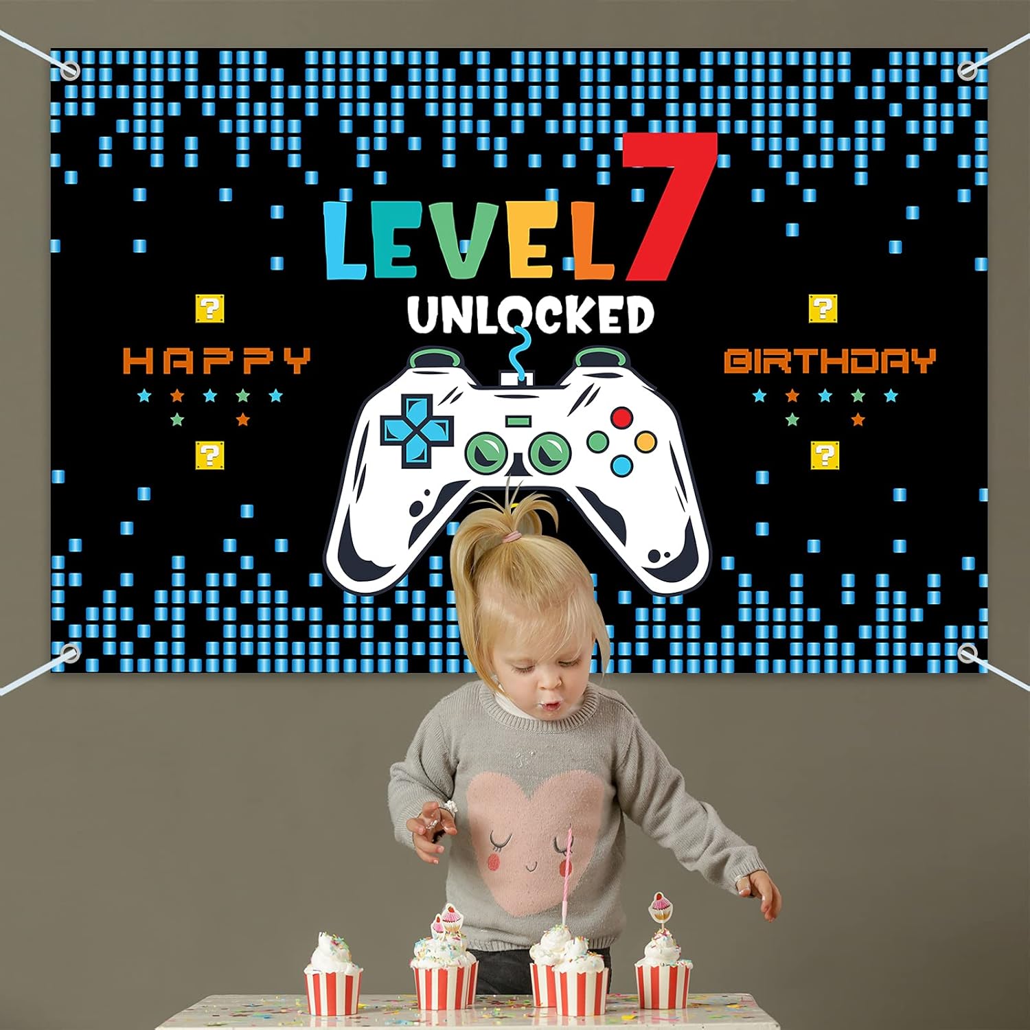 HAMIGAR 6x4ft Blue Birthday Banner Backdrop