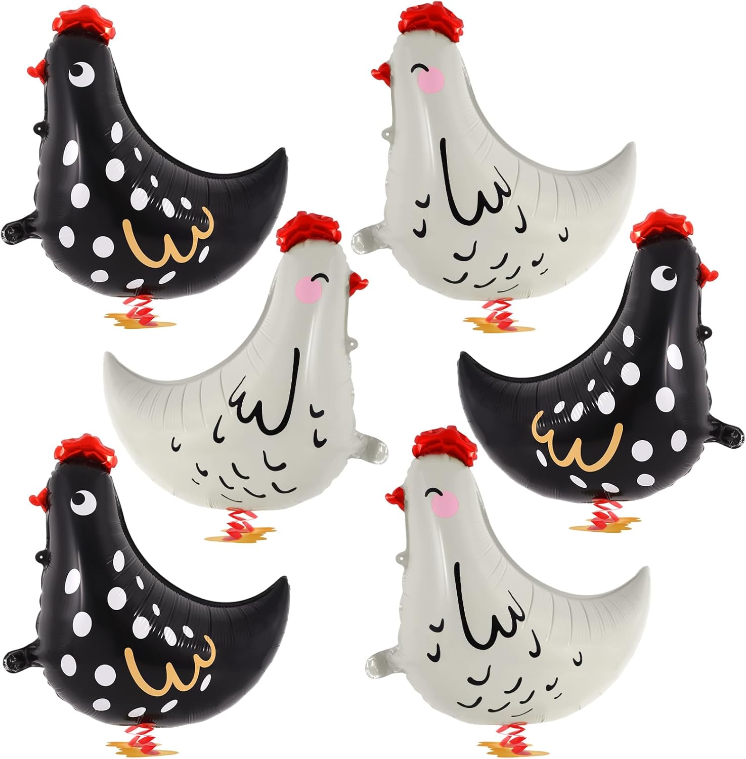 6 PCS Walking Chicken Balloons Farm Animal Party Decorations