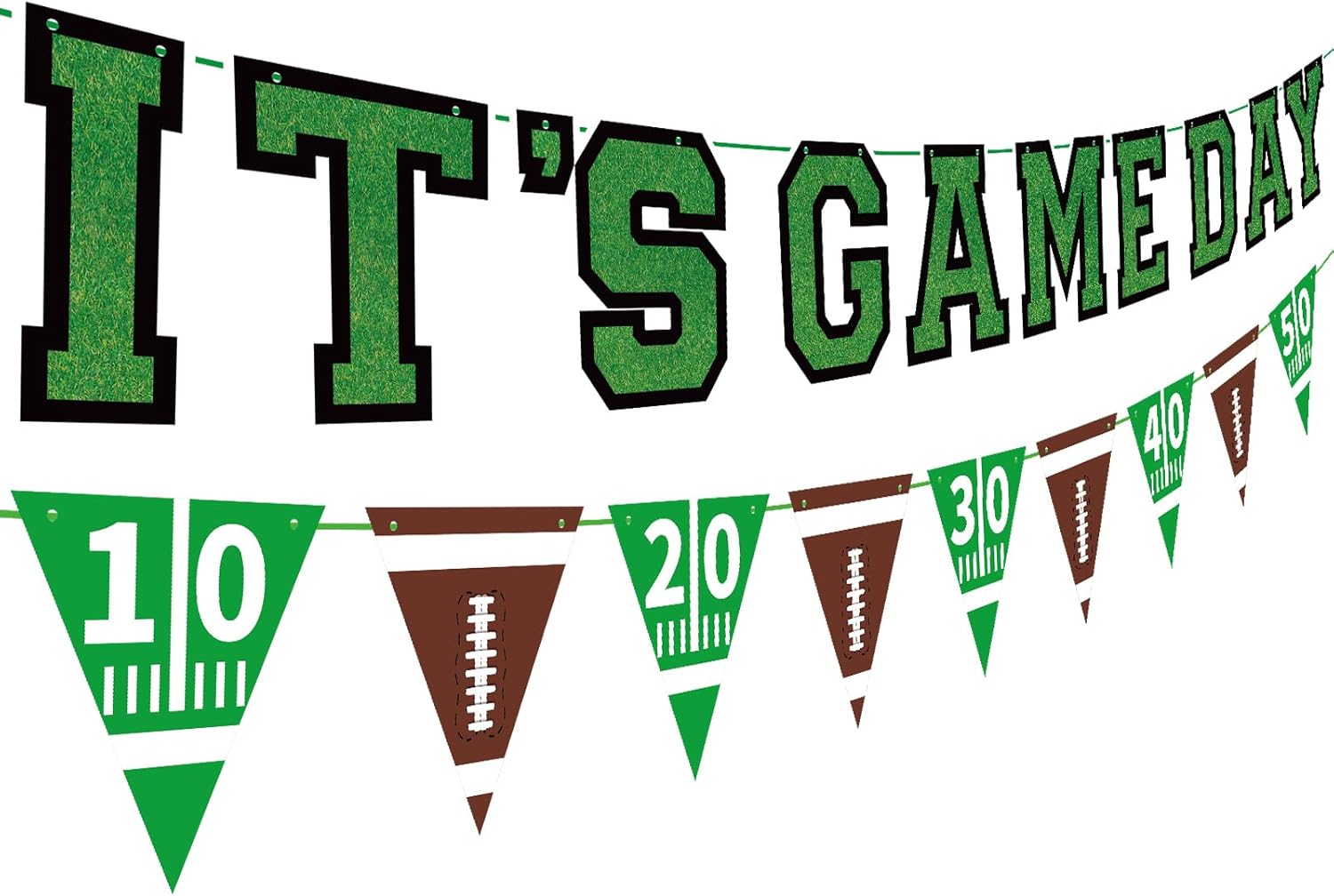 Football Party Decorations Kit with Triangle Flags and Banner