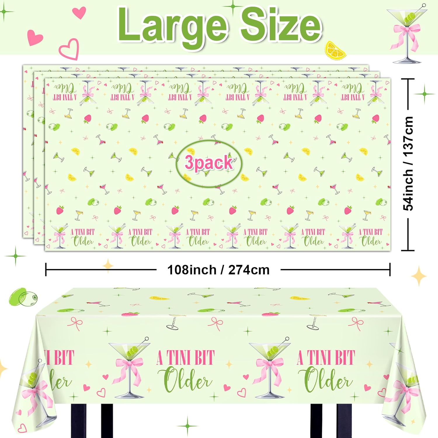 Avezano 3 Pcs Martini Tablecloths for Party Decorations