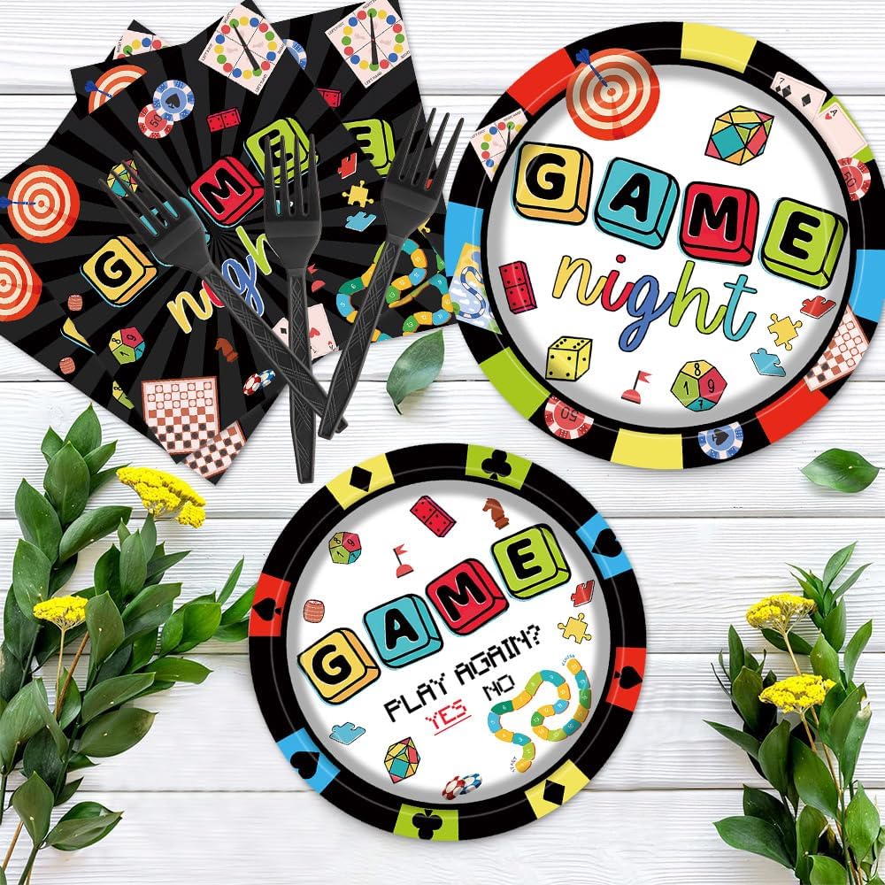 Game Night Party Tableware Set for 24 Guests