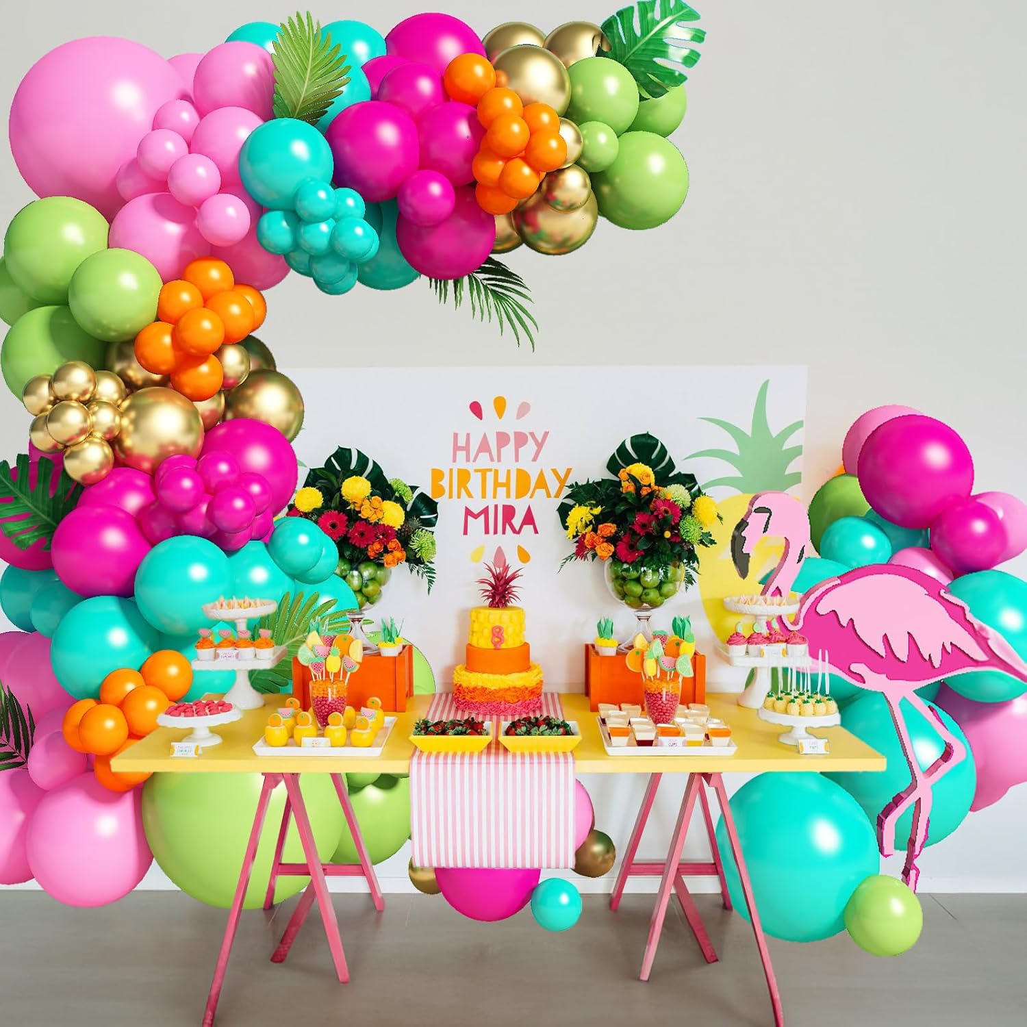 138pcs Flamingo Tropical Balloons Arch Garland Kit