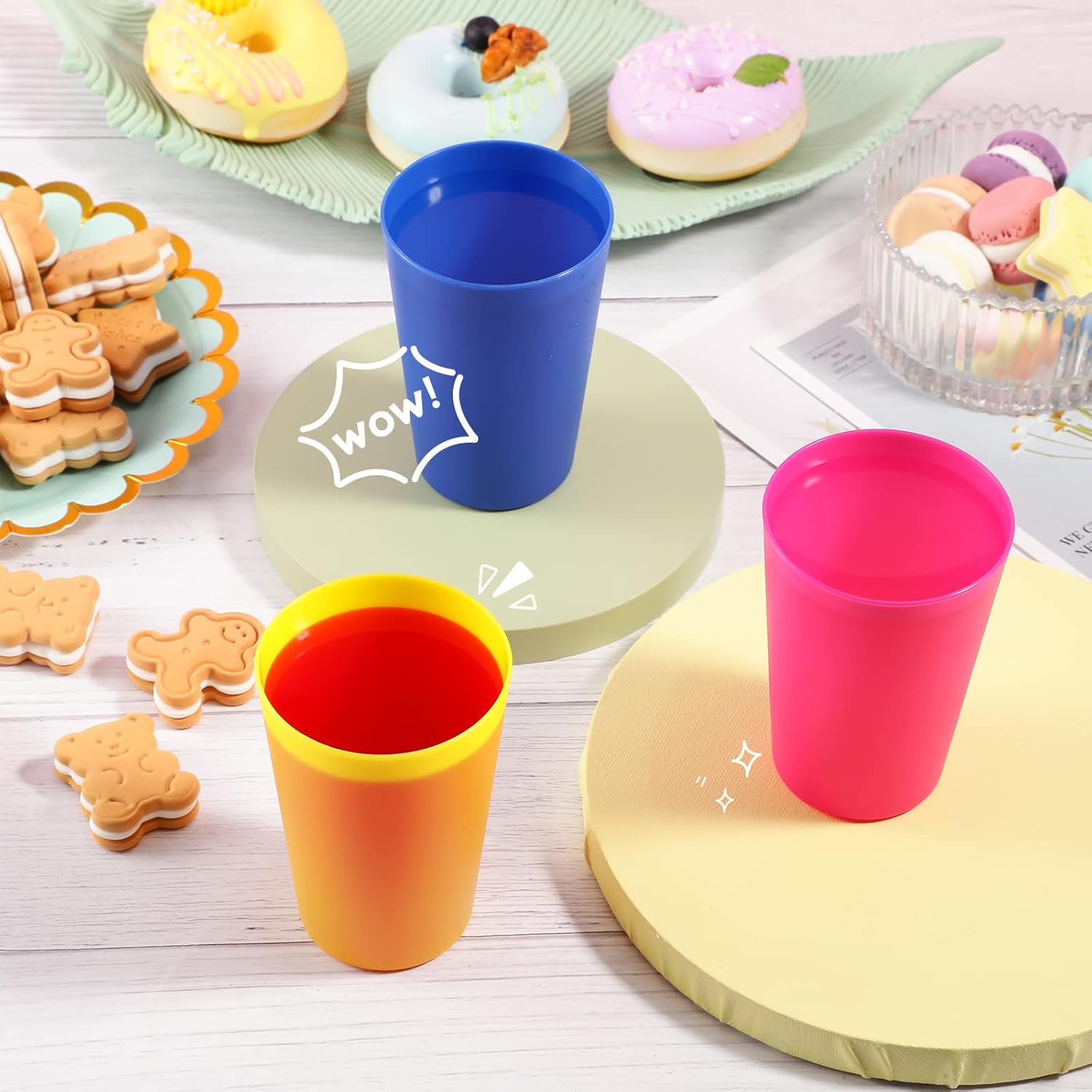 54 Piece Multicolor Reusable Plastic Cups Set