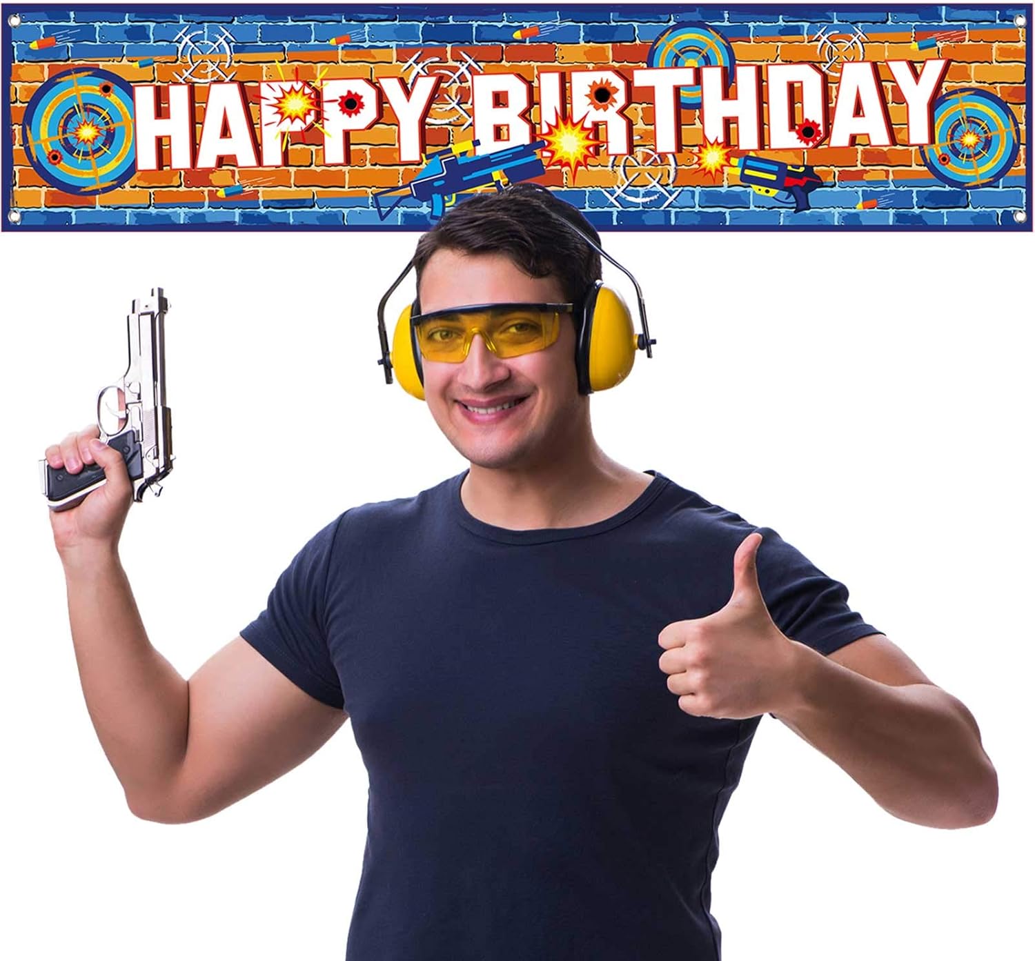 Dart Battle Birthday Banner with Hanging Rope