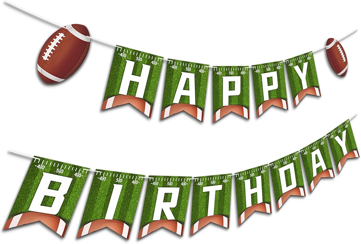Football Birthday Banner with 13 Pennants