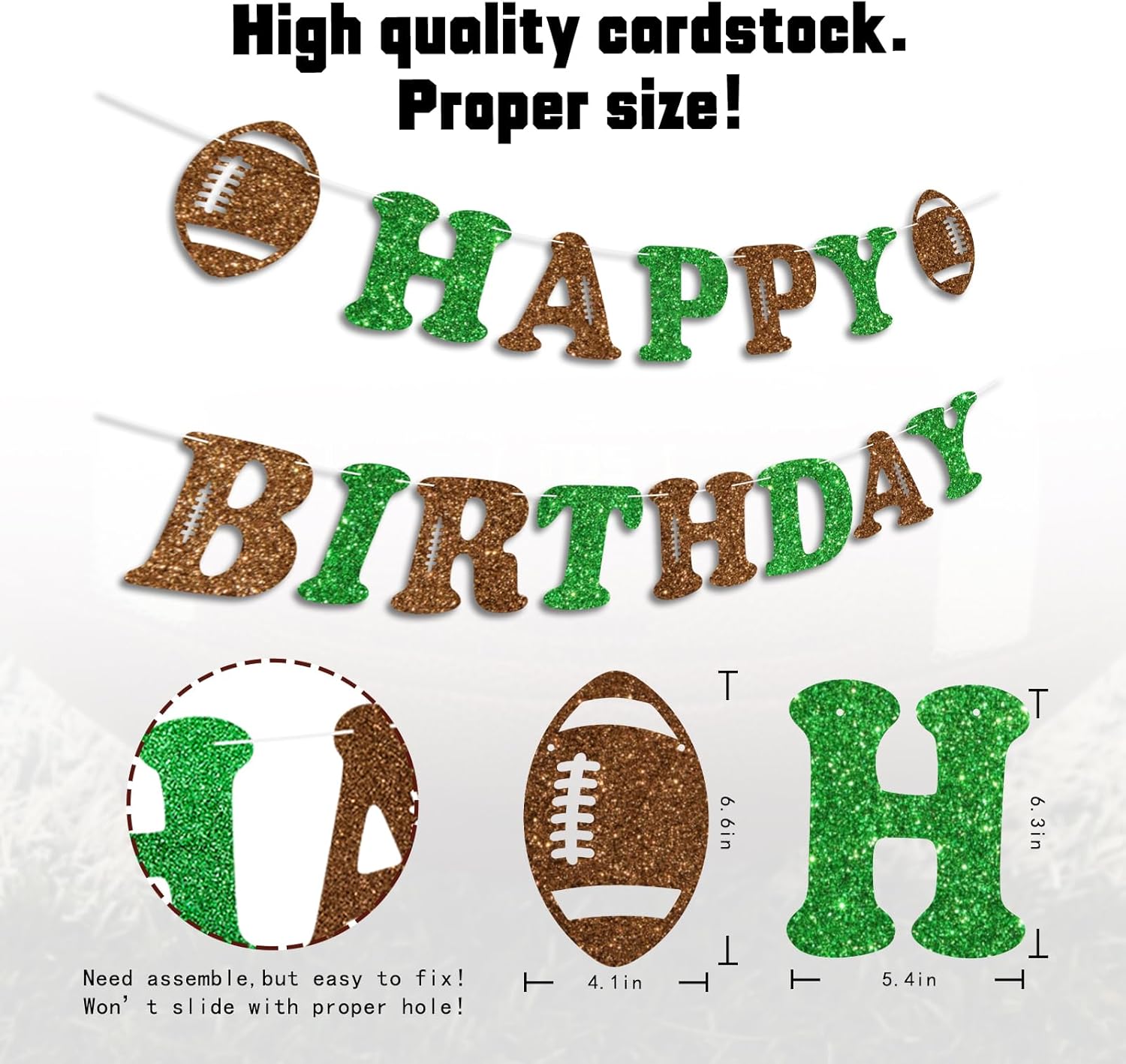 Football Happy Birthday Banner Prestrung Decor