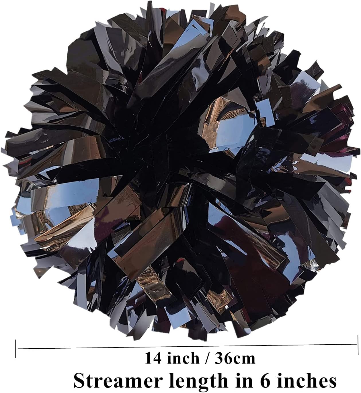 2 Pack 6 Inches Metallic Cheer Pom Poms with Baton Handle