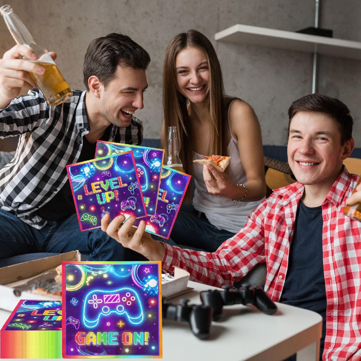 Gaming Party Napkins 40pcs Neon Game On Decorations