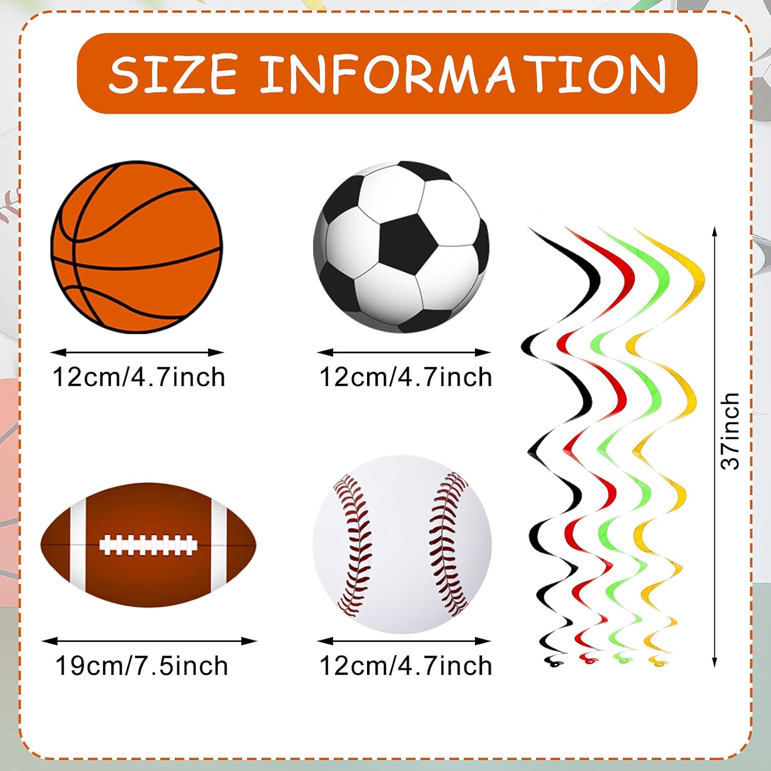 18 Pieces Sports Themed Party Decorations