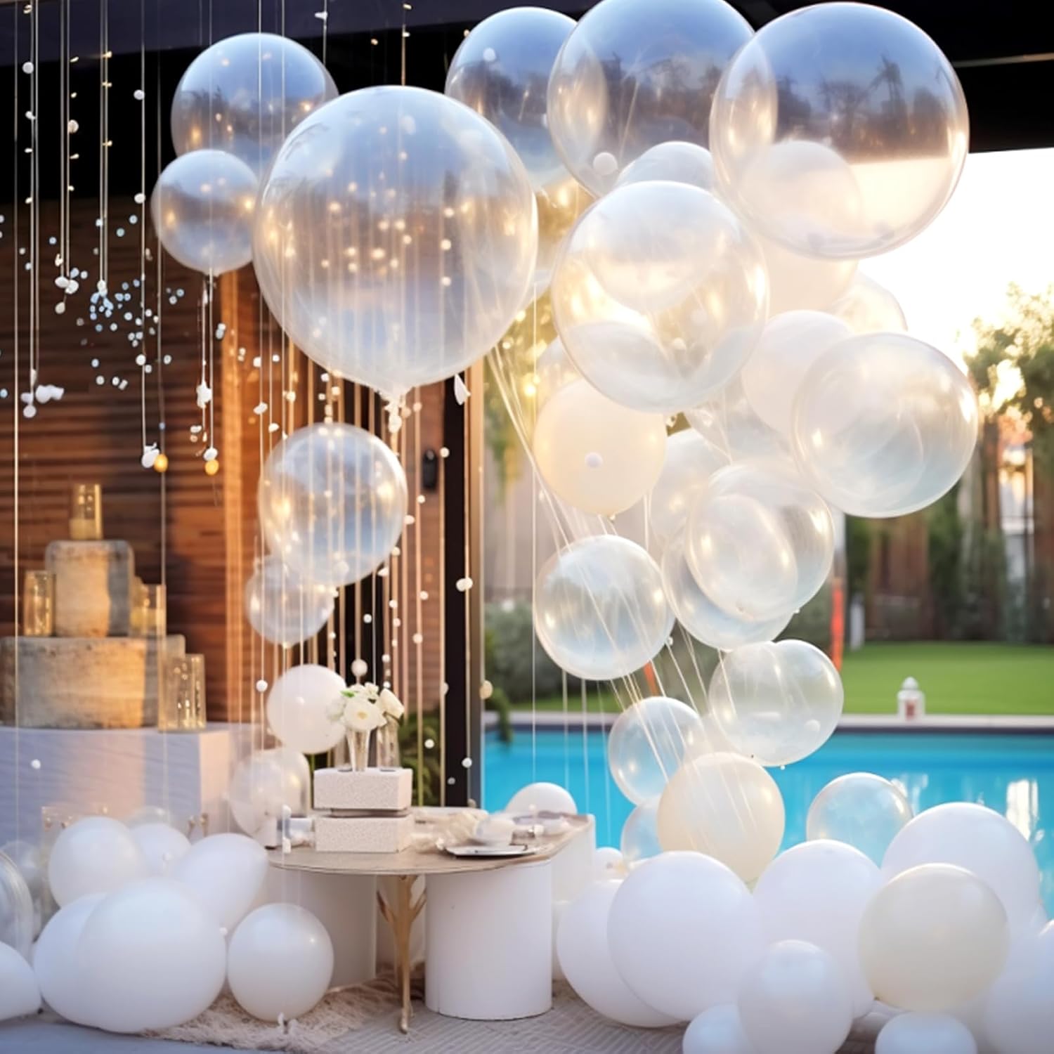 RUBFAC 129pc Clear Balloons Kit Various Sizes