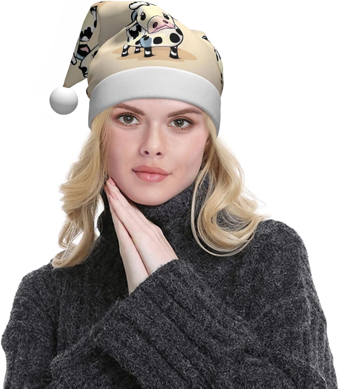 QinZheng Cartoon Milk Cow Santa Hat