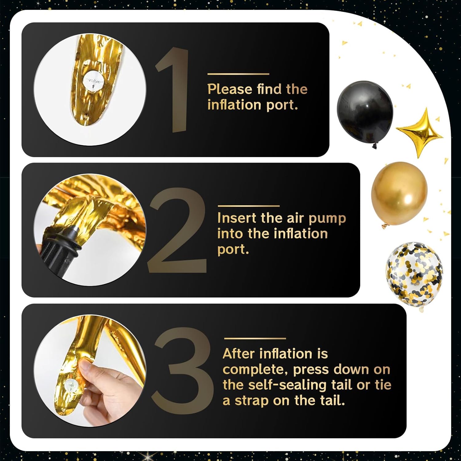 Black and Gold Balloon Arch Kit 126 Pieces