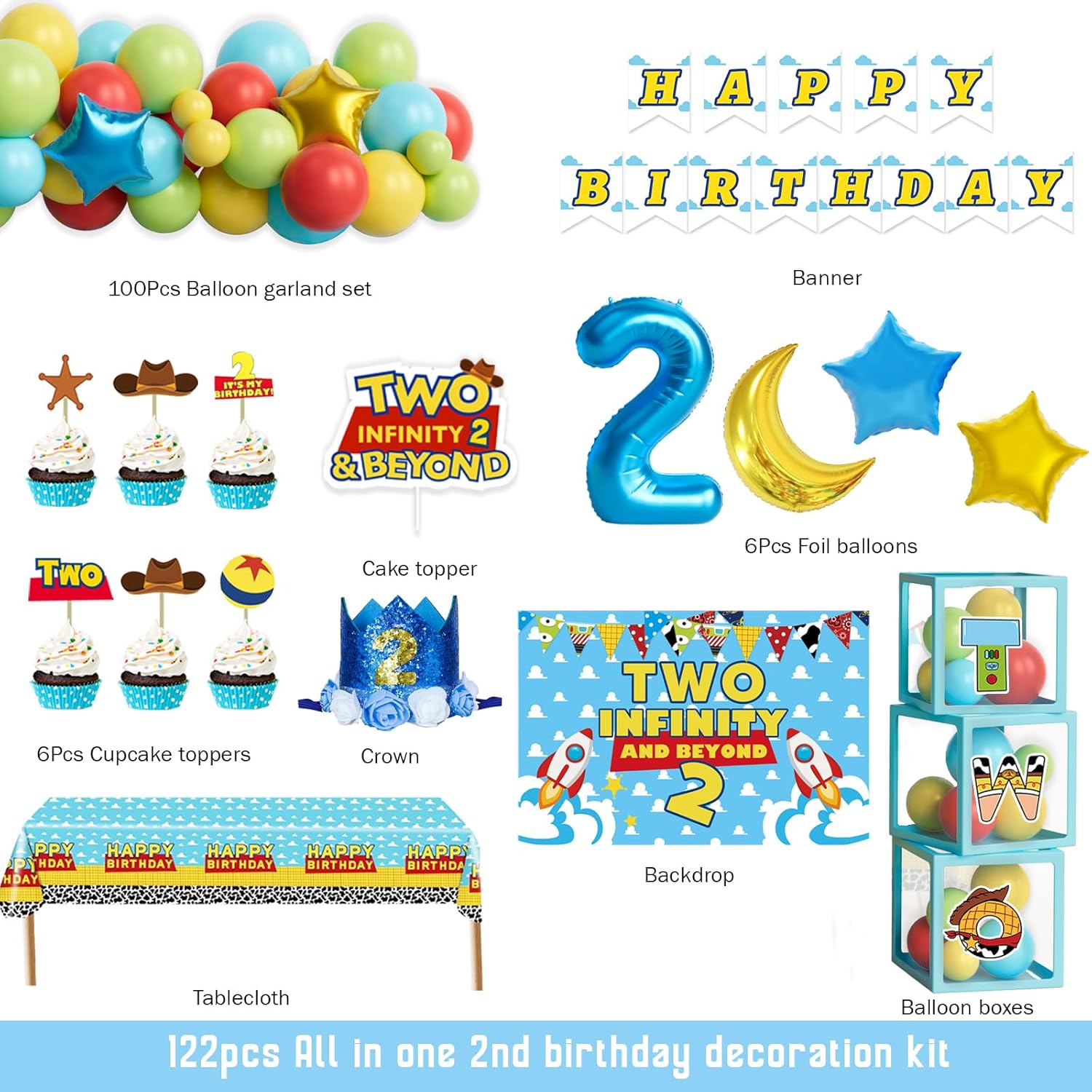 Two Infinity and Beyond Birthday Decorations 122 pcs