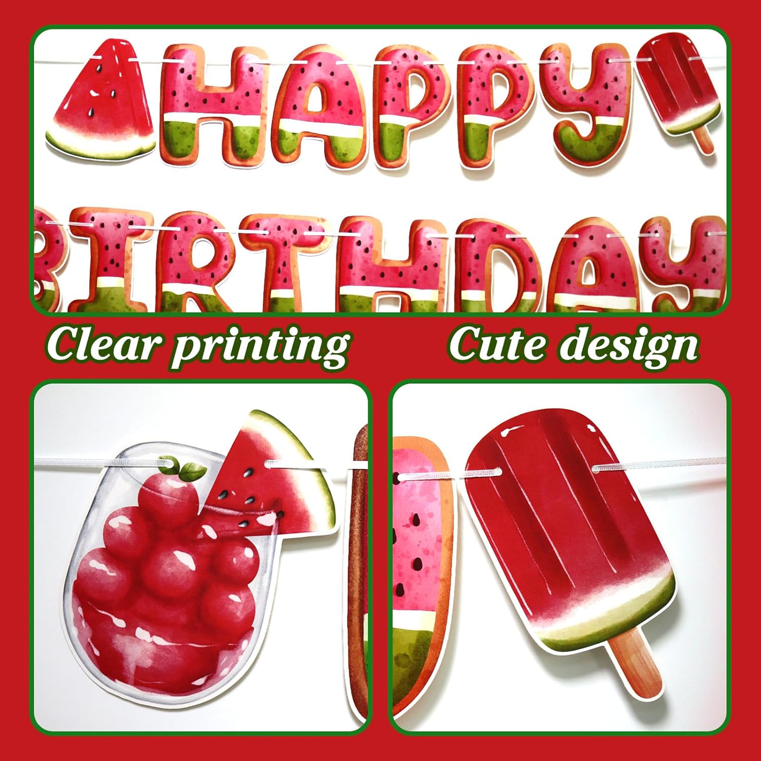 Watermelon Birthday Banner for Summer Party Decor