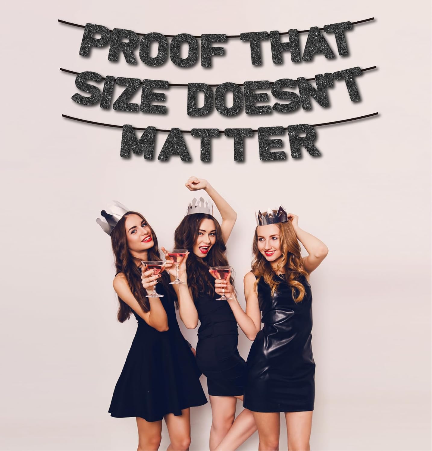 Pre-Strung Bachelor Party Banner with Black Glitter Paper