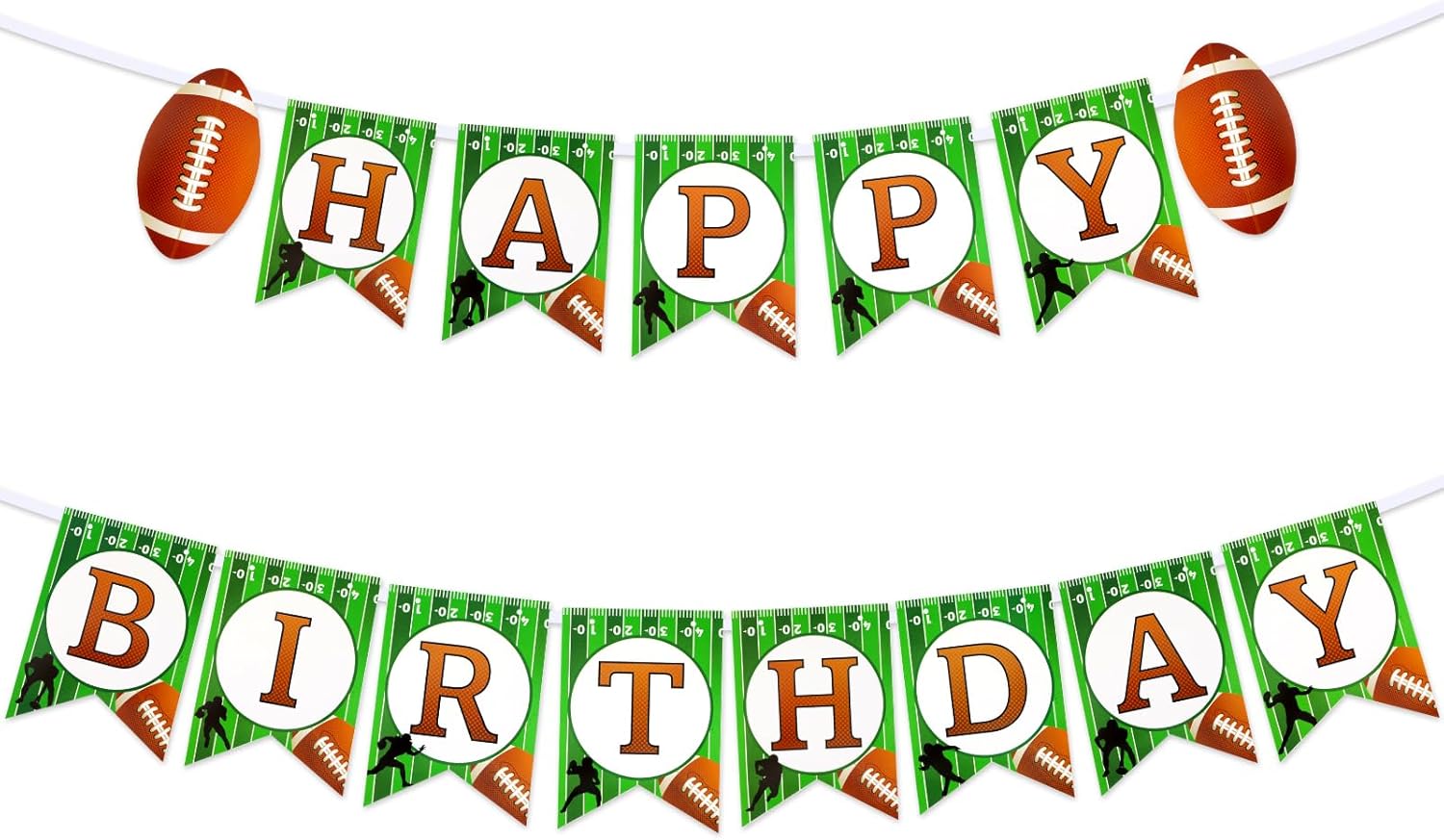 Football Birthday Banner Set with Flags and Ropes