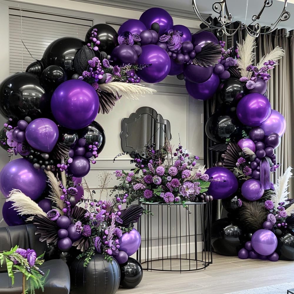 Purple and Black Balloons Garland Arch Halloween Party Decoration Kit