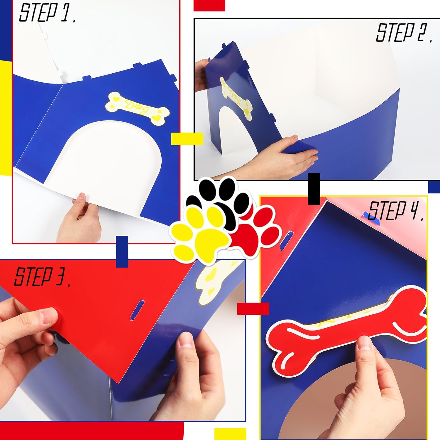 3 Set Dog Paw Birthday Party Decorations Red Yellow Blue