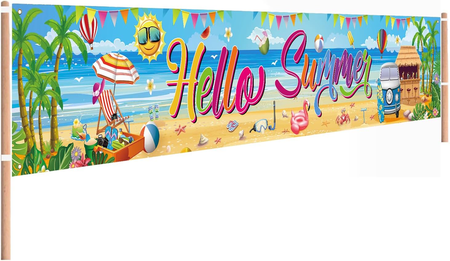 Hello Summer Party Decorations Extra Large Beach Banner