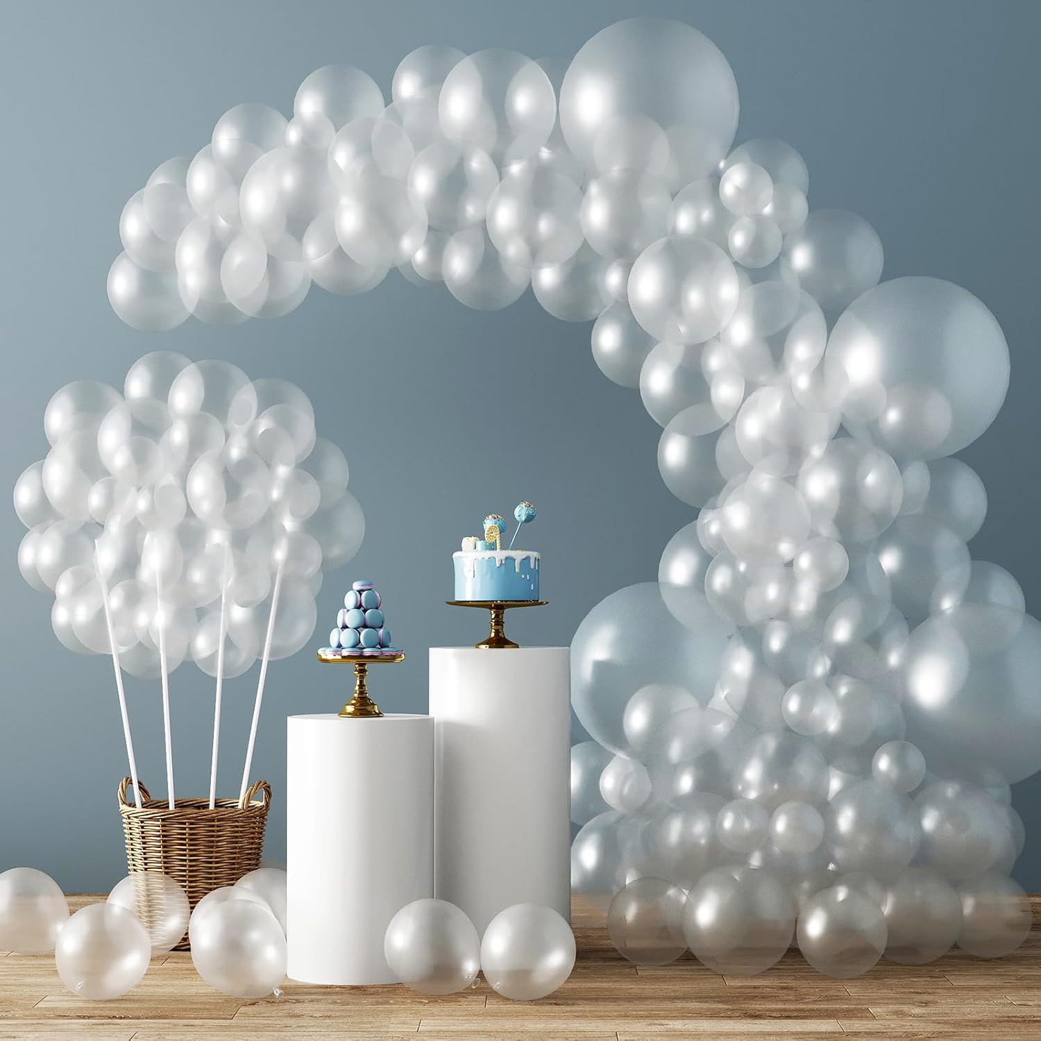 RUBFAC 129pc Clear Balloons Kit Various Sizes