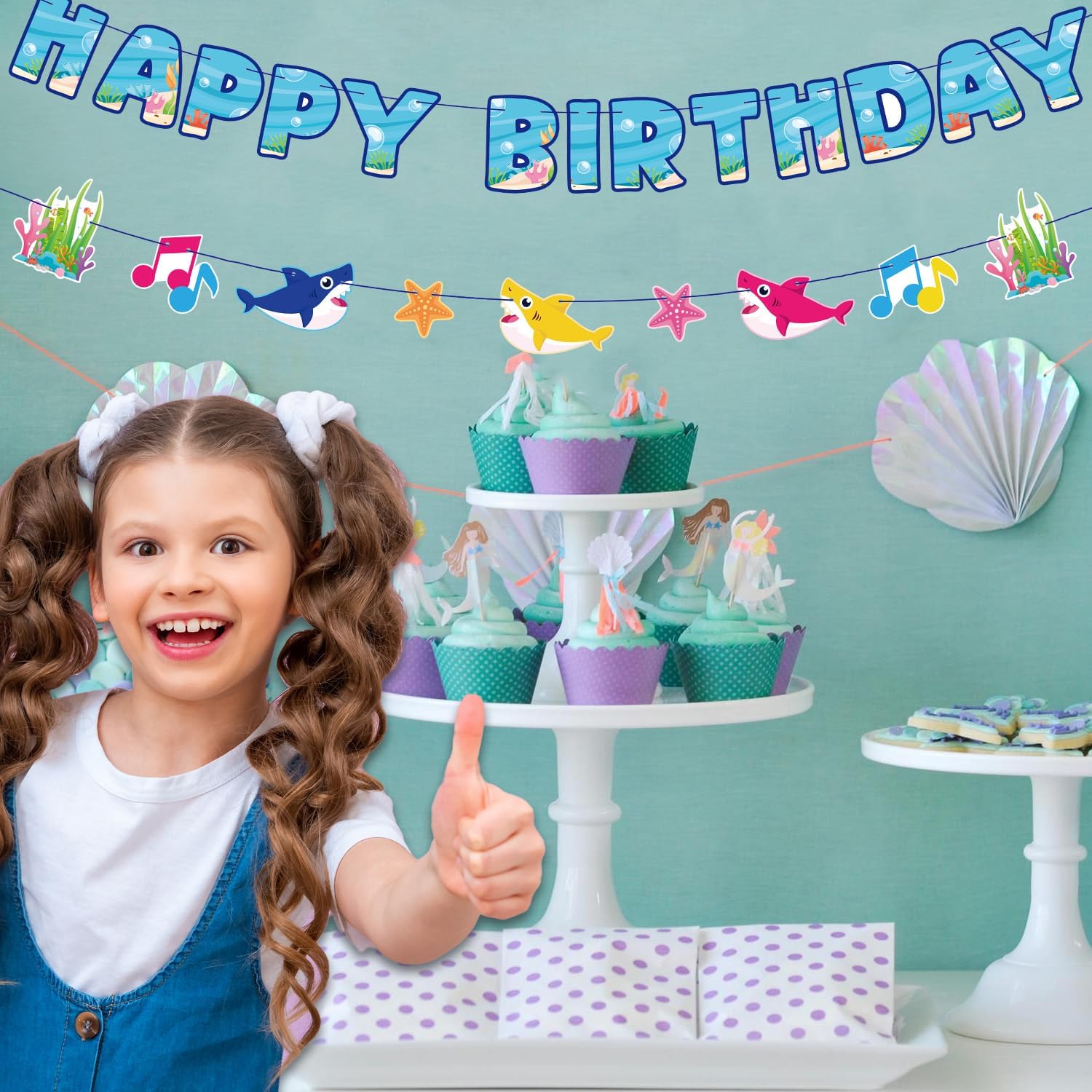 Shark Birthday Banner for Boys - Ocean Theme Decorations