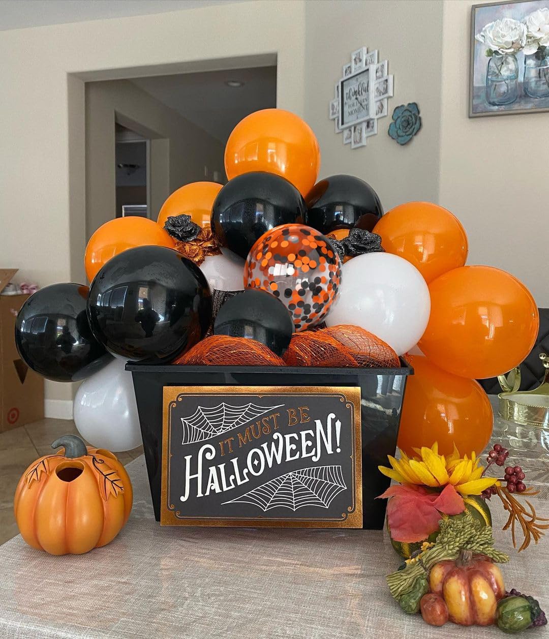 Halloween Balloons Black Orange Set 50Pcs 12inch Decorations