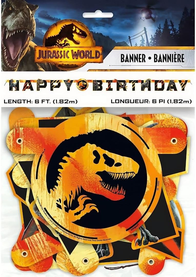 Jurassic World 3 Jointed Banner 6ft Orange Black