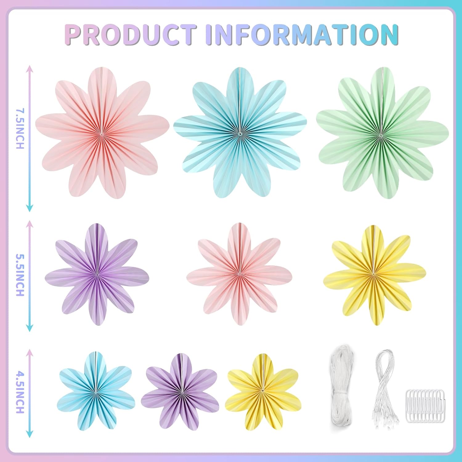 Kaluofan 9PCS Paper Fans Party Wall Decorations