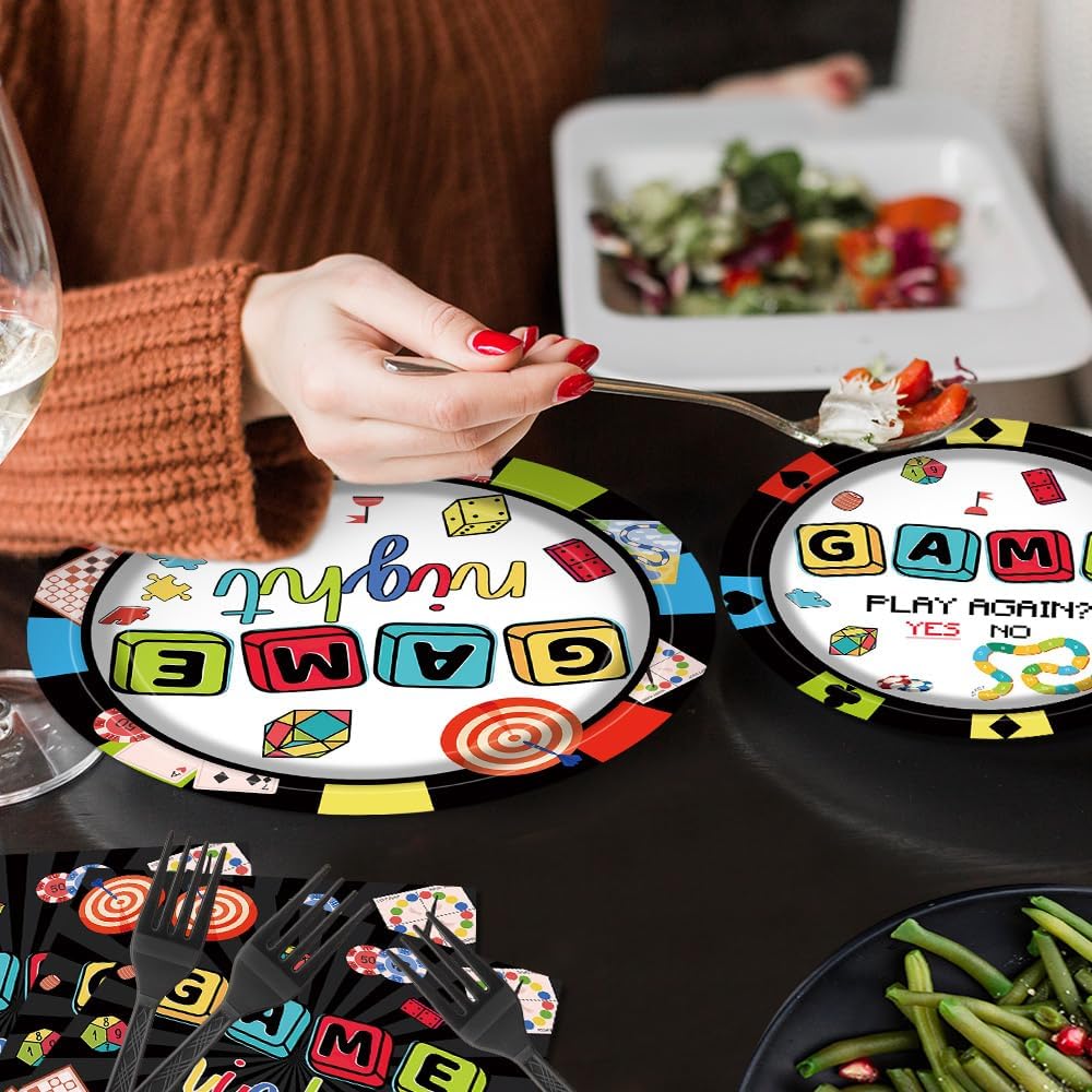 Game Night Party Tableware Set for 24 Guests