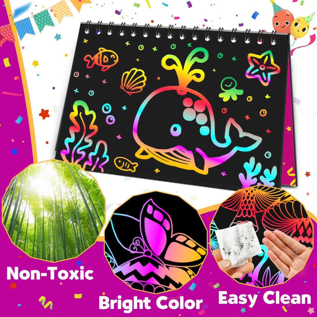 Pigipigi Kids 24-Pack Scratch Art Party Favors Set