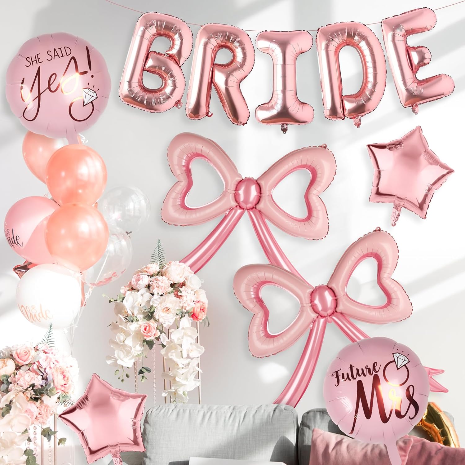 Rose Gold Bride Balloons Decor Kit