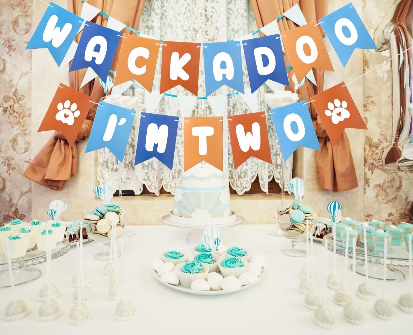 Blue Orange 2nd Birthday Decor Banner Set