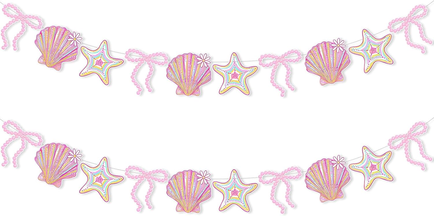 Oudain 2 Pack Pink Bow Seashell Garland