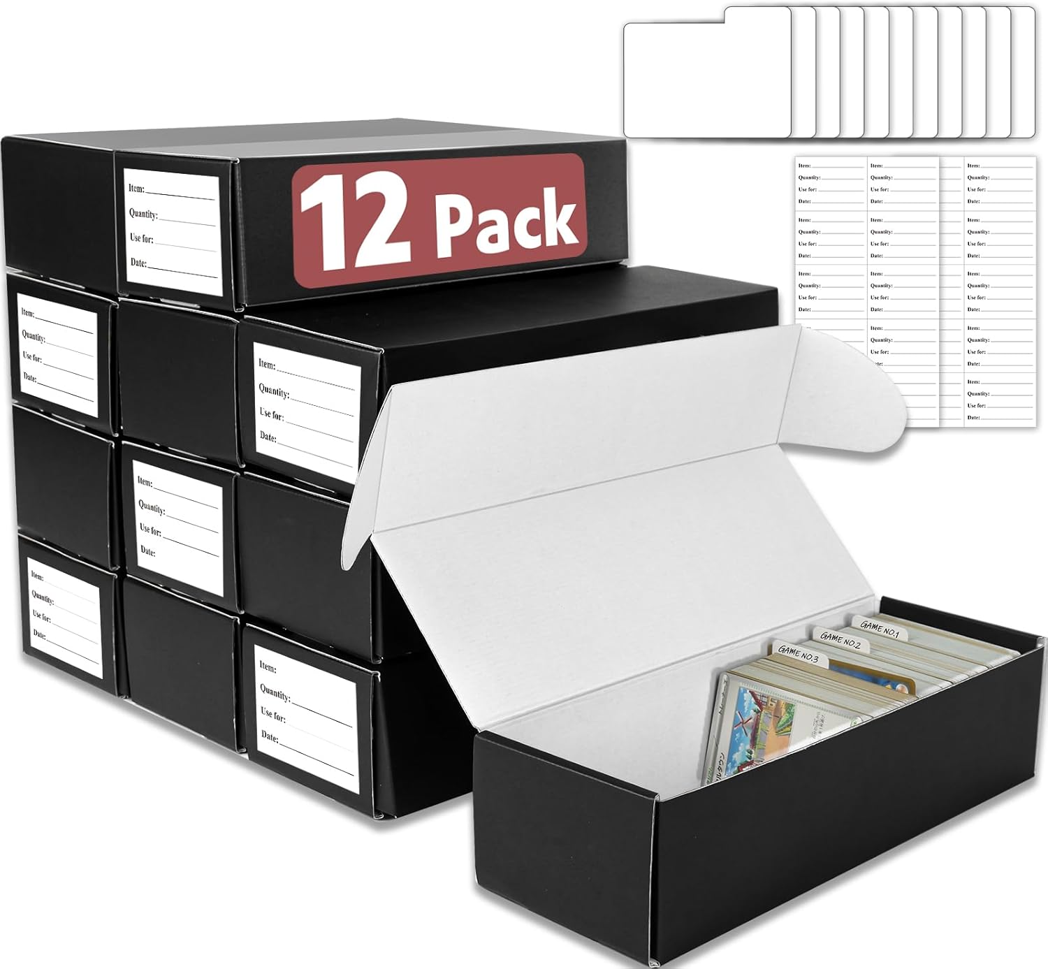 AZEN 12 Pack Card Storage Box for Trading Cards