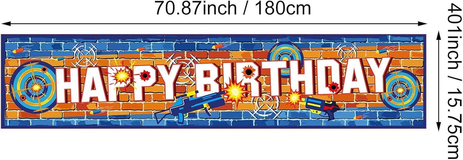 Dart Battle Birthday Banner with Hanging Rope