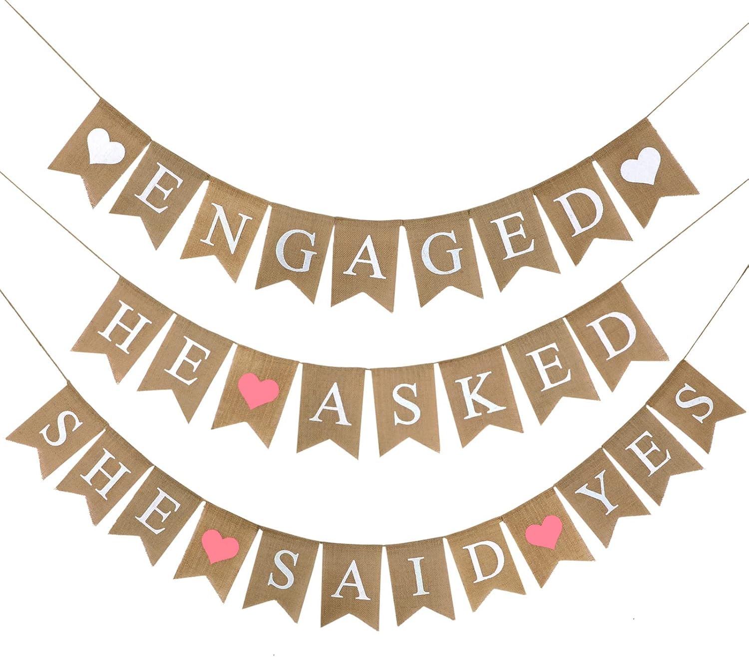 Blulu 3 Piece Burlap Proposal Bunting Set