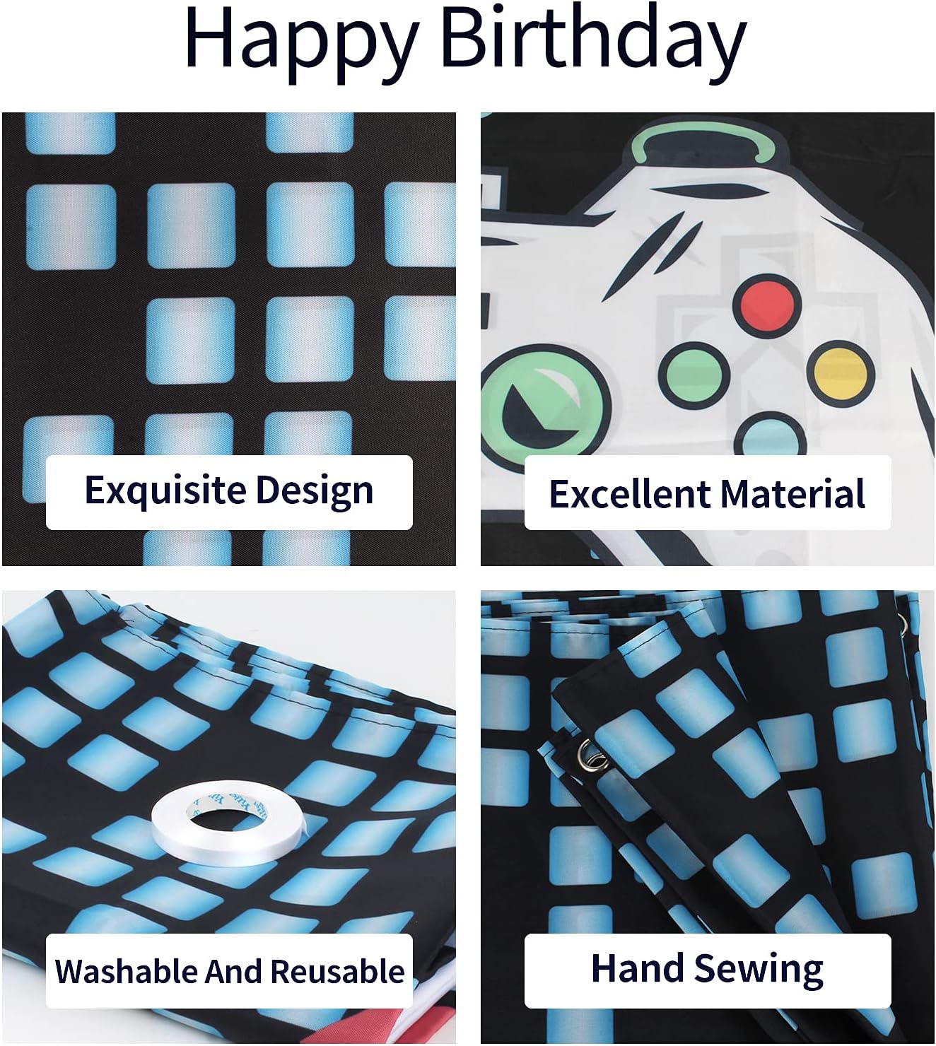 HAMIGAR 6x4ft Blue Birthday Banner Backdrop