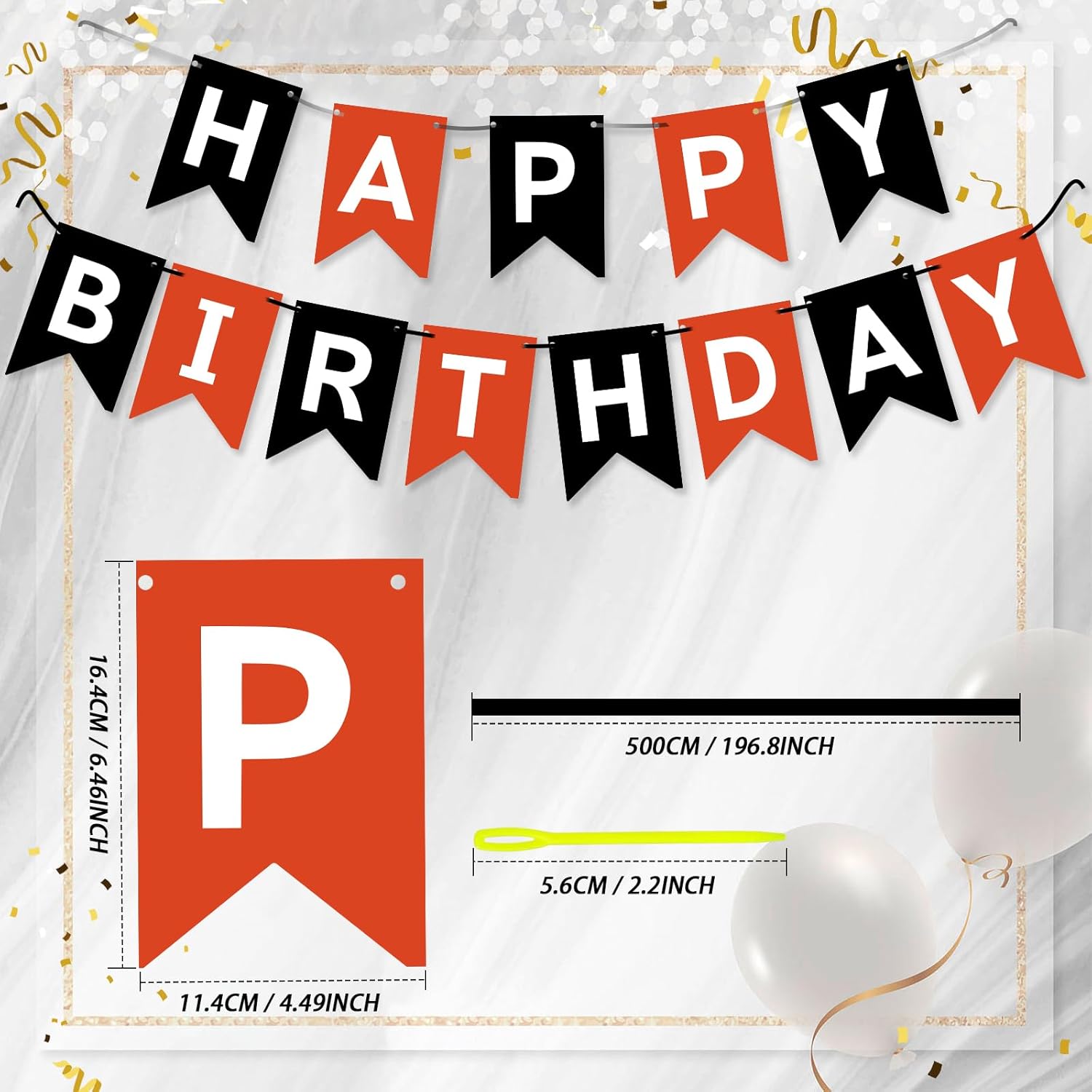 Happy Birthday Banner Sign Black and Red Party Decor