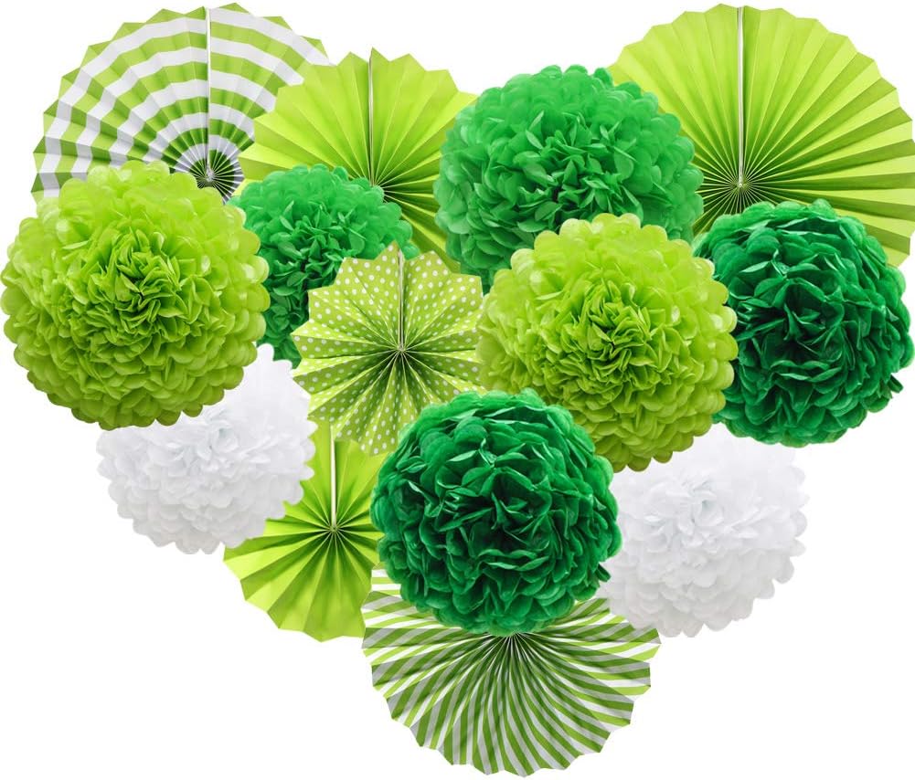 Green Hanging Paper Party Decorations Set