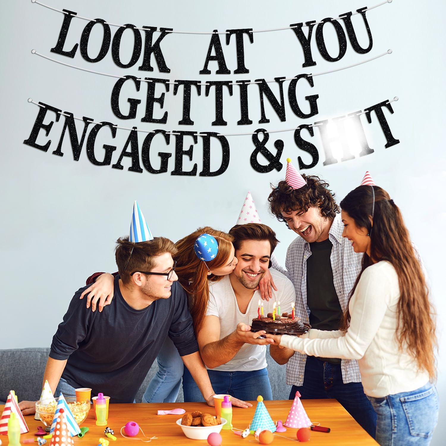 Look At You Getting Engaged Banner for Wedding Party