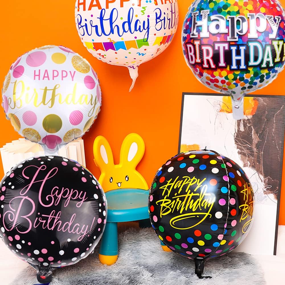 50 Piece Happy Birthday Foil Balloons Set with 12 Designs